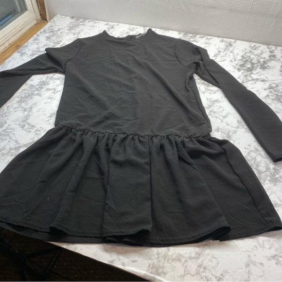 PrettyLittleThing Semi Sheer All Black Long Sleeve Ruffle Dress Size 4 Small - Picture 13 of 17